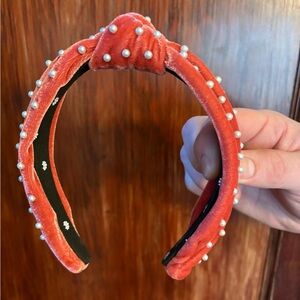 Lele Sadoughi Velvet and Pearl Slim Headband